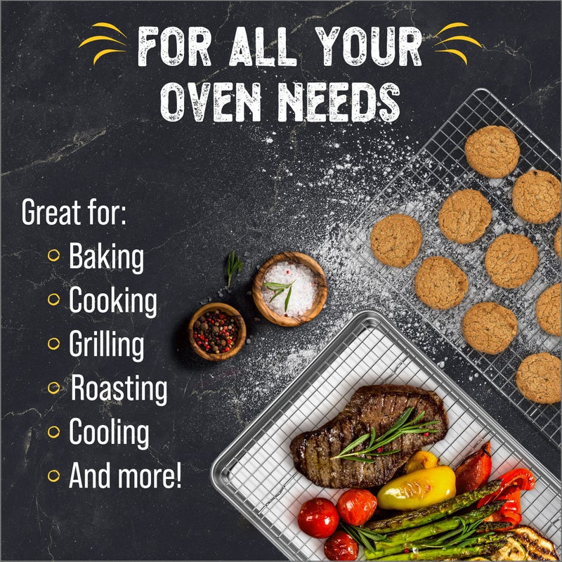 Checkered Chef Baking Sheet, 2 Pack Half Sheet Pan with Stainless Steel Wire Rack Set - Easy Clean Cookie Sheets for Baking - Image 5